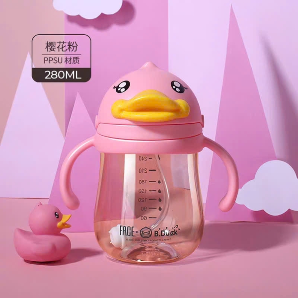 Bình Tập Uống Cho Bé B.Duck 280ml Ống Hút Trọng Lực Chống Sặc – Bình Nước Trẻ Em Chống Rò Rỉ