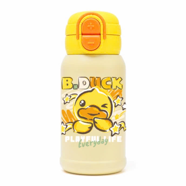 Bình Giữ Nhiệt B.Duck 500ml Cho Bé – Bình Nước 2 Kiểu Uống Có Ống Hút, Inox 316, Kèm Túi Đeo Dễ Thương