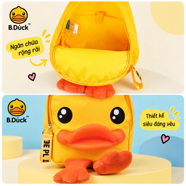 Balo B.Duck Vịt Vàng Cho Bé, Balo Mầm Non Hình Vịt 3D Dễ Thương, Cặp Đi Học Mẫu Giáo Cho Bé Trai Bé Gái