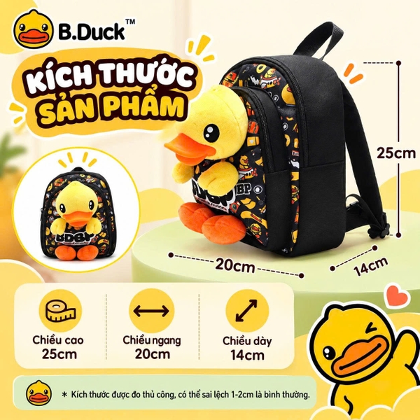 Balo Trẻ Em B.Duck Vịt Vàng Kèm Thú Bông 3D, Có Dây Dắt Chống Thất Lạc, Balo Cho Bé Trai Bé Gái 1–5 Tuổi