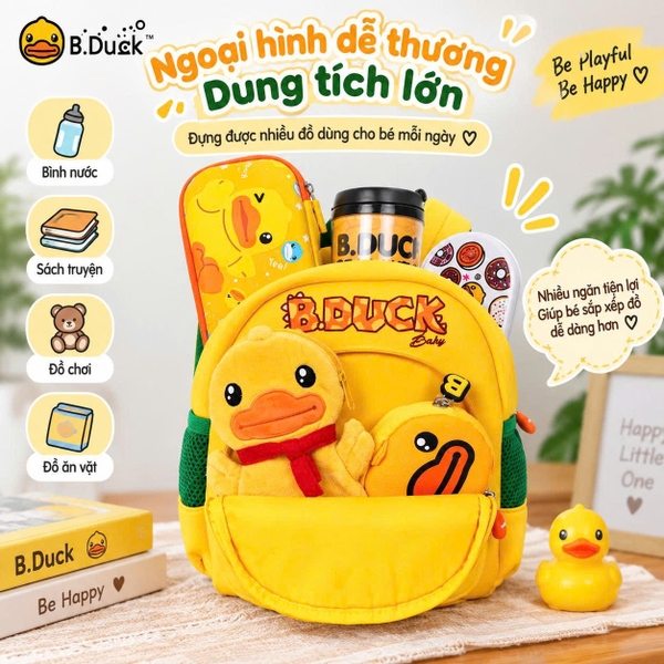 Balo B.Duck Vịt Vàng Khủng Long Cho Bé 1-4 Tuổi, Balo Chống Đi Lạc Có Dây Dắt, Balo Mẫu Giáo Nhẹ Cho Bé Trai Bé Gái