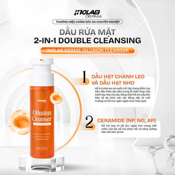 Dầu rửa mặt 2-in-1 Inolab Derma Oilusion Cleanser 140ml