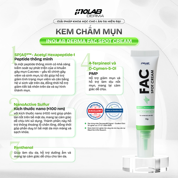 Kem chấm mụn Inolab Derma FAC Spot Cream 10g