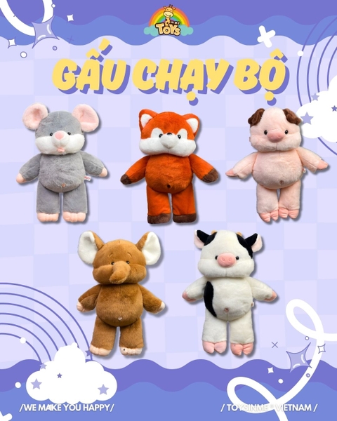 ĐỒ CHƠI GẤU BÔNG CHẠY BỘ - THÚ NHỒI BÔNG CAO CẤP 45CM