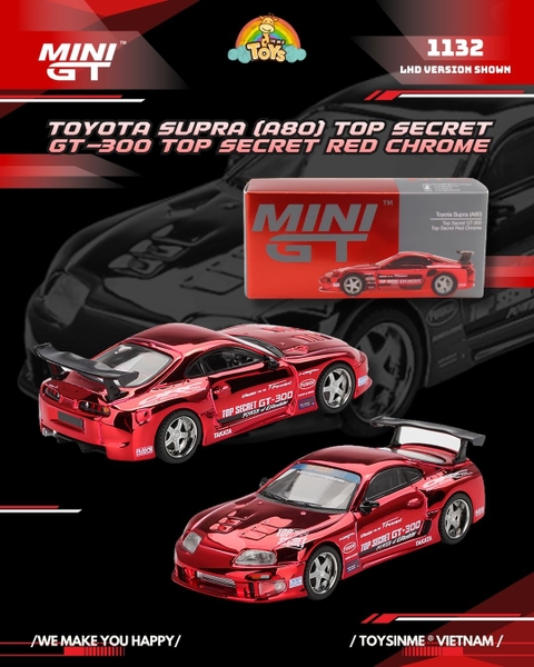 ĐỒ CHƠI XE MÔ HÌNH MINIGT 1:64- TOYOTA SUPRA (A80) TOP SECRET GT-300 RED CHROME - MGT01132