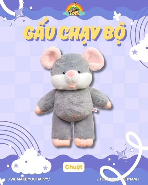 ĐỒ CHƠI GẤU BÔNG CHẠY BỘ - THÚ NHỒI BÔNG CAO CẤP 45CM