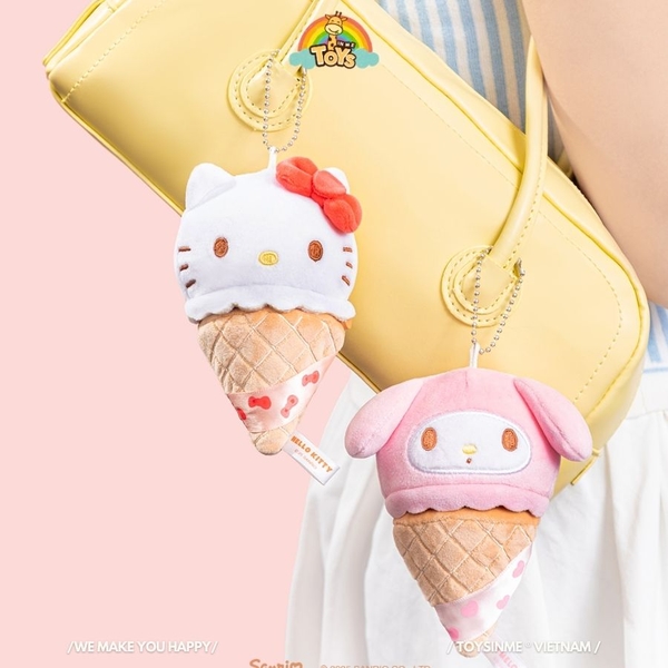 ĐỒ CHƠI TÚI MÙ MÓC KHÓA SANRIO CHARACTERS ICE CREAM CONE SERIES