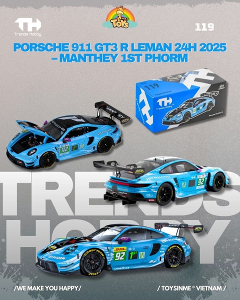 ĐỒ CHƠI XE MÔ HÌNH TRENDS HOBBY Porsche 911 GT3 R Manthey 1st Phorm - 119-24-1084H