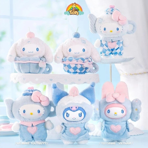 ĐỒ CHƠI HỘP MÙ MÓC KHÓA SANRIO CHARACTERS BLUE FLUTTER SERIES PLUSH RELAXING TOY