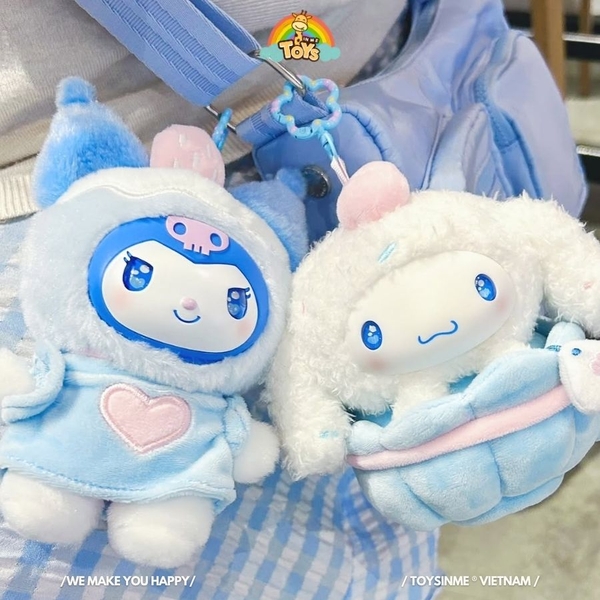 ĐỒ CHƠI HỘP MÙ MÓC KHÓA SANRIO CHARACTERS BLUE FLUTTER SERIES PLUSH RELAXING TOY
