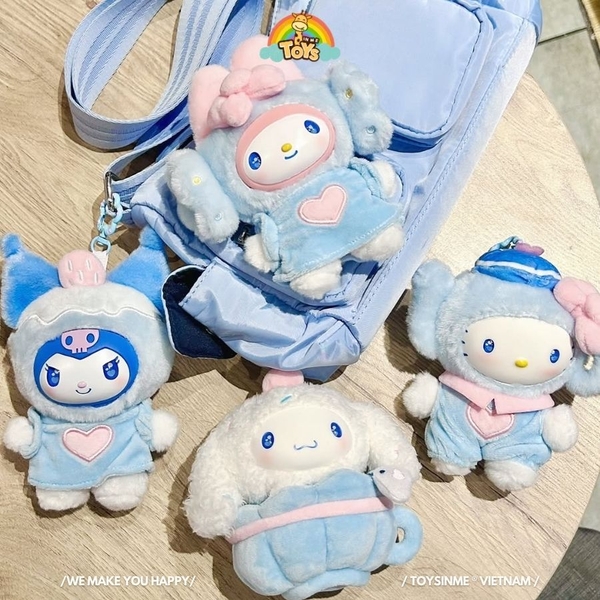 ĐỒ CHƠI HỘP MÙ MÓC KHÓA SANRIO CHARACTERS BLUE FLUTTER SERIES PLUSH RELAXING TOY