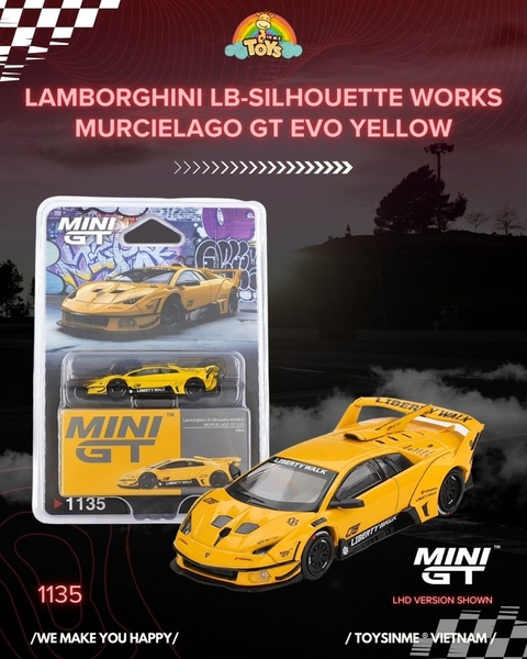 MÔ HÌNH XE MINIGT 1:64- LB SILHOUETTE WORKS MURCIELAGO GT EVO YELLOW- MGT01135