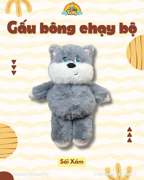 ĐỒ CHƠI GẤU BÔNG CHẠY BỘ - THÚ NHỒI BÔNG CAO CẤP 45CM