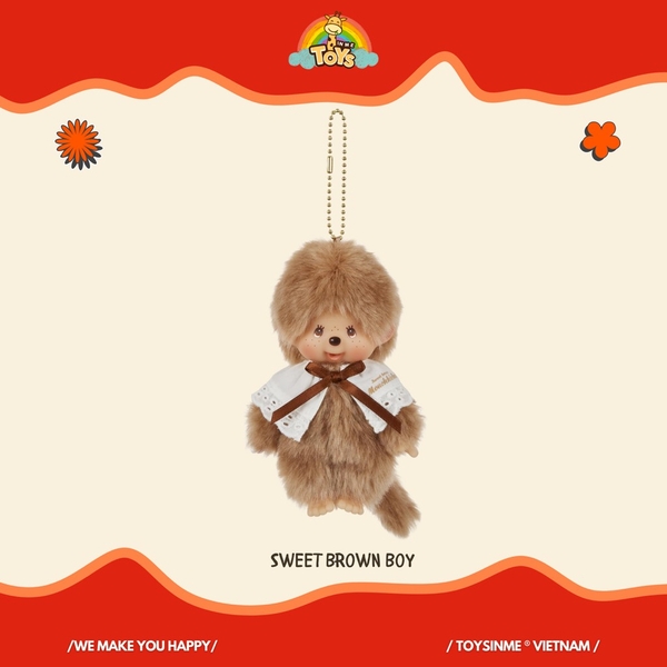 MÓC KHÓA MÔ HÌNH ĐỘNG VẬT MONCHHICHI KEYCHAIN BOY & GIRL PLUSH DOLL 15CM