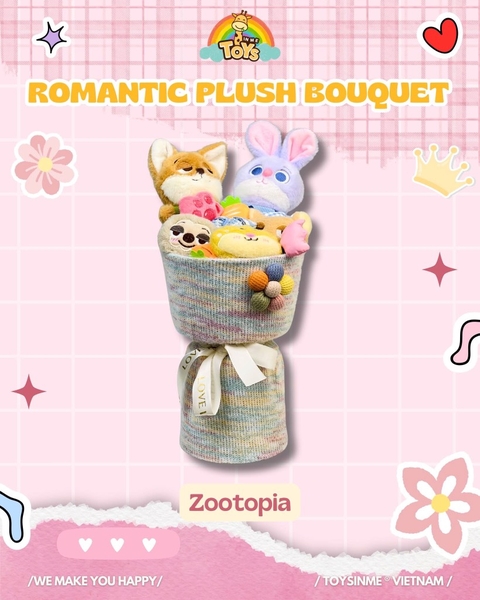 SET HOA GẤU BÔNG NHÂN VẬT HOẠT HÌNH - ĐỒ CHƠI QUÀ TẶNG LƯU NIỆM