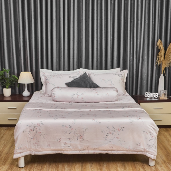 Bộ Chăn Ga Gối Lyocell T300s King 03 Mát Lạnh Kháng Khuẩn 5 Món 1m8