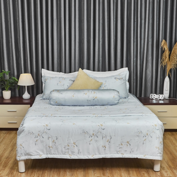 Bộ Chăn Ga Gối Lyocell T300s King 01 Mát Lạnh Kháng Khuẩn 5 Món 1m4