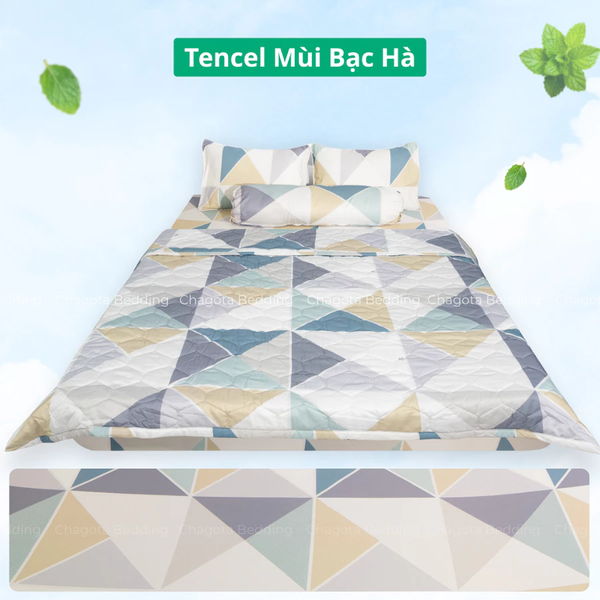 Bộ Chăn Ga Gối Ice Mint BH36 Hương Bạc Hà Đặc Trưng, Kháng Khuẩn Nhiều Họa Tiết 1m4