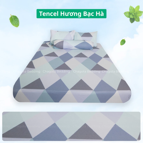 Bộ Ga Gối Chun Ice Mint BH38 Hương Bạc Hà Đặc Trưng, Kháng Khuẩn Nhiều Họa Tiết 1m2