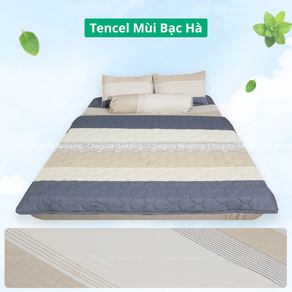 Bộ Chăn Ga Gối Ice Mint BH40 Hương Bạc Hà Đặc Trưng, Kháng Khuẩn Nhiều Họa Tiết 1m6