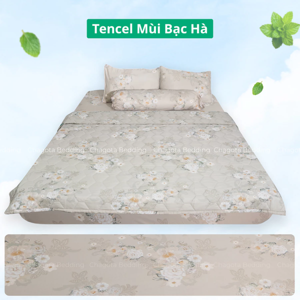 Bộ Chăn Ga Gối Ice Mint BH47 Hương Bạc Hà Đặc Trưng, Kháng Khuẩn Nhiều Họa Tiết 1m