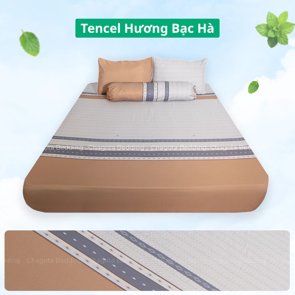 Bộ Ga Gối Chun Ice Mint BH51 Hương Bạc Hà Đặc Trưng, Kháng Khuẩn Nhiều Họa Tiết 1m4