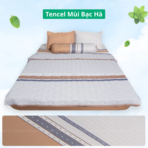 Bộ Chăn Ga Gối Ice Mint BH51 Hương Bạc Hà Đặc Trưng, Kháng Khuẩn Nhiều Họa Tiết 1m4
