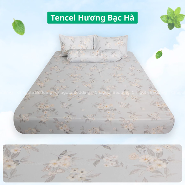 Bộ Ga Gối Chun Ice Mint BH55 Hương Bạc Hà Đặc Trưng, Kháng Khuẩn Nhiều Họa Tiết 1m2