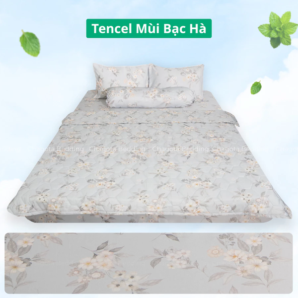 Bộ Chăn Ga Gối Ice Mint BH55 Hương Bạc Hà Đặc Trưng, Kháng Khuẩn Nhiều Họa Tiết 1m8