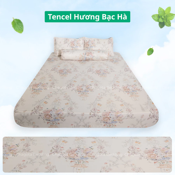 Bộ Ga Gối Chun Ice Mint BH57 Hương Bạc Hà Đặc Trưng, Kháng Khuẩn Nhiều Họa Tiết 1m6