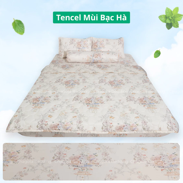 Bộ Chăn Ga Gối Ice Mint BH57 Hương Bạc Hà Đặc Trưng, Kháng Khuẩn Nhiều Họa Tiết 1m6