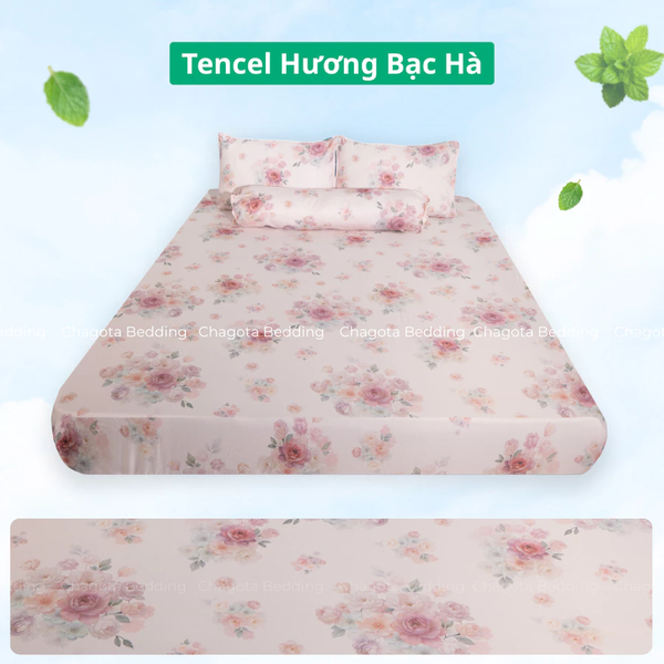 Bộ Ga Gối Chun Ice Mint BH59 Hương Bạc Hà Đặc Trưng, Kháng Khuẩn Nhiều Họa Tiết 1m4