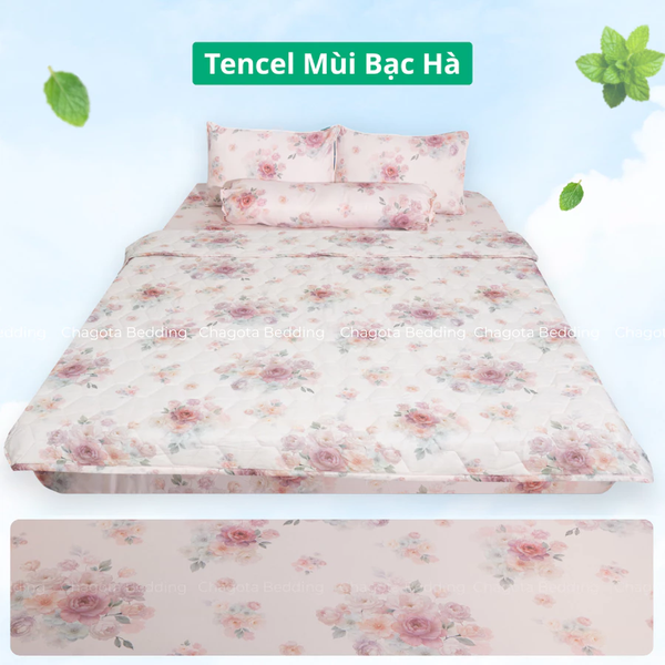 Bộ Chăn Ga Gối Ice Mint BH59 Hương Bạc Hà Đặc Trưng, Kháng Khuẩn Nhiều Họa Tiết 1m6
