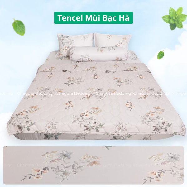Bộ Chăn Ga Gối Ice Mint BH60 Hương Bạc Hà Đặc Trưng, Kháng Khuẩn Nhiều Họa Tiết 1m2