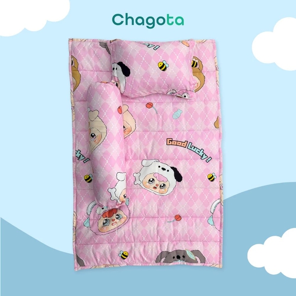 Bộ Nệm Trẻ Em Chagota Labubu 83 5 Món Rayon Microfiber Kháng Khuẩn 75x115cm