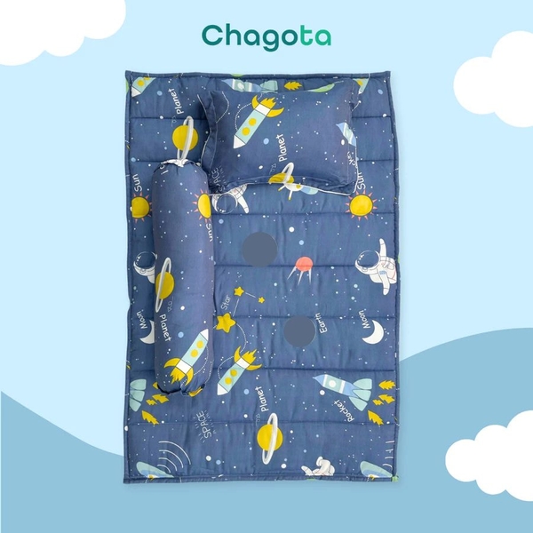 Bộ Nệm Trẻ Em Chagota Phi Hành Gia 5 Món Rayon Microfiber Kháng Khuẩn 75x115cm
