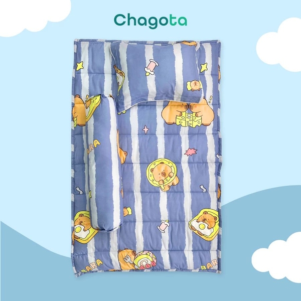 Bộ Nệm Trẻ Em Chagota Capybara 85 5 Món Rayon Microfiber Kháng Khuẩn 75x115cm