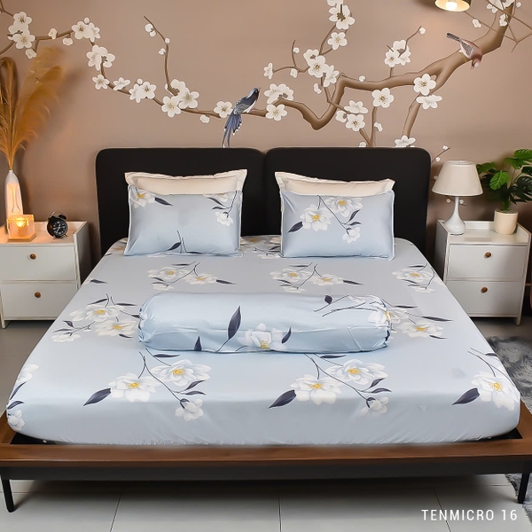 Bộ Ga Gối Chun Tencel Microfiber 16 Mát Lạnh Kháng Khuẩn 4 Món 1mx2m
