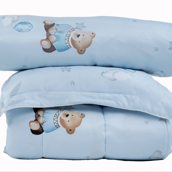 Bộ Nệm Trẻ Em Chagota Gấu 5 Món Rayon Microfiber Kháng Khuẩn 75x115cm