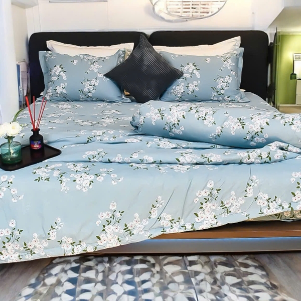Bộ Chăn Ga Gối Lyocell T220s Luxury 43 Mát Lạnh Thoáng Khí 5 Món 2mx2m