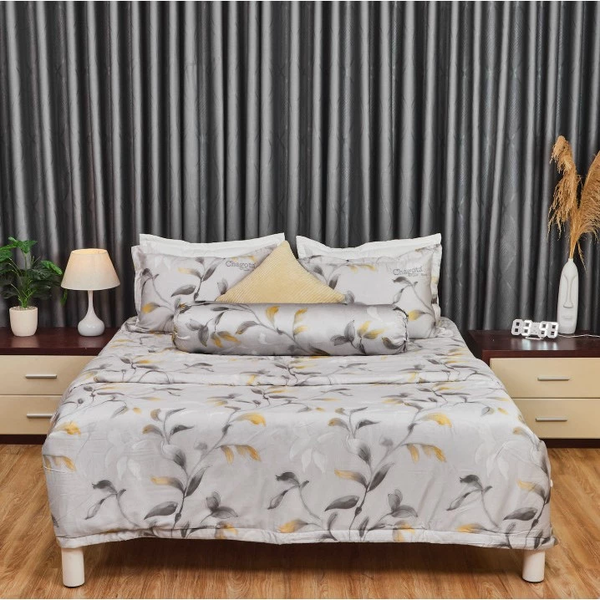 Bộ Chăn Ga Gối Lyocell T300s King 06 Mát Lạnh Kháng Khuẩn 5 Món 1m6