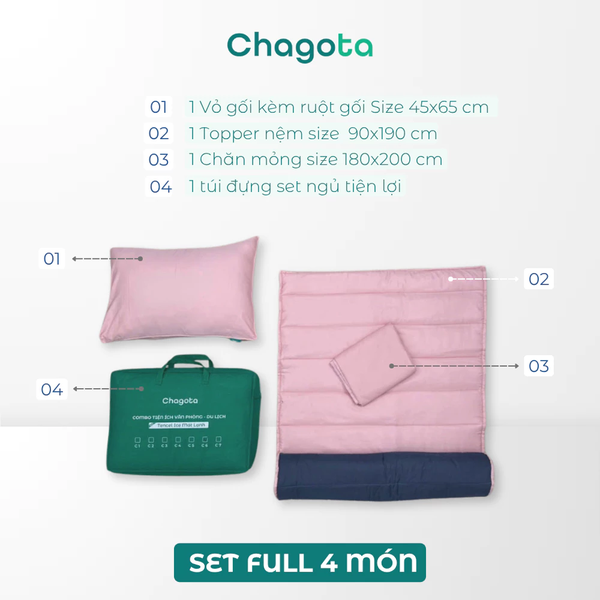 Bộ Nệm Văn Phòng Chagota Ice 4 Món Mát Lạnh Thoáng Khí