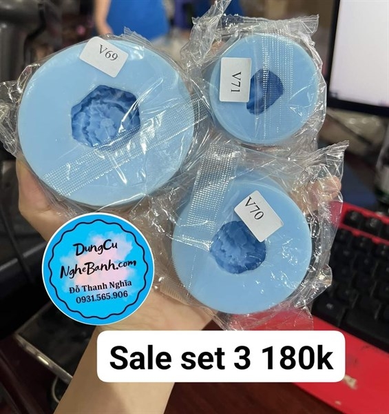 Khuôn Silicon - Hoa Mẫu Đơn Set 3 - Set 3 - V69 V70 V71 mẫu đơn nhúm