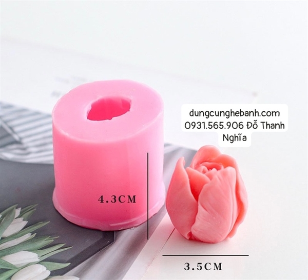 Khuôn Silicon - Hoa Tulip - SL95 - Set 2 - 4.3-4.6cm