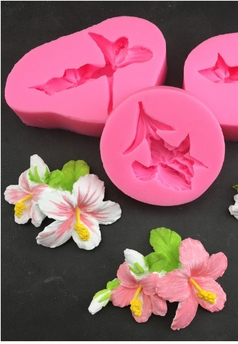 Khuôn Silicon - Chùm Hoa Dâm Bụt - Kèm Lá 9.6cm