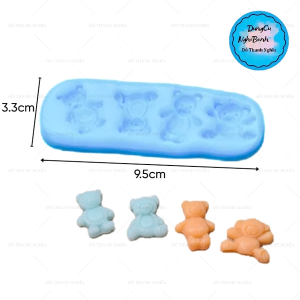 Khuôn Silicon - Động Vật - Gấu 3 Vĩ 6c