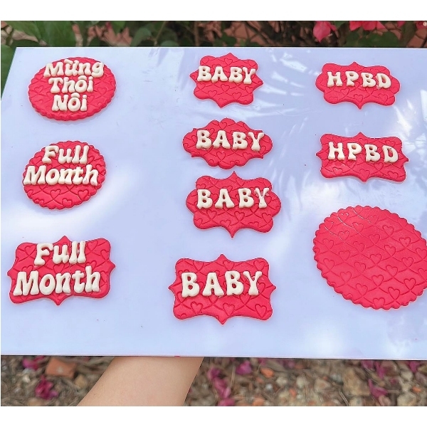 Khuôn Silicon - Mặt Ép Chữ Baby Bầu 8.5cm