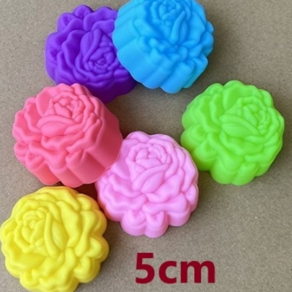 [10 cup] Khuôn Silicon - Cup Set 5cm - M03 - Hoa Hồng Kiểu