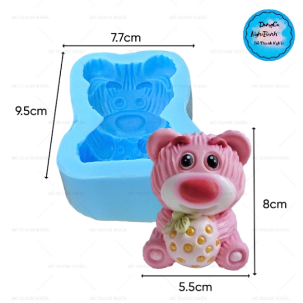 Khuôn Silicon - Động Vật - Gấu Dâu 8cm