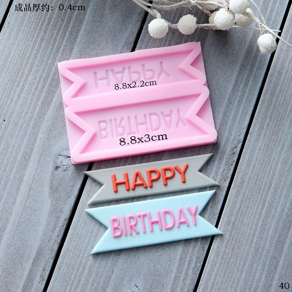Khuôn Silicon - Chữ Happy - In 8.8cm